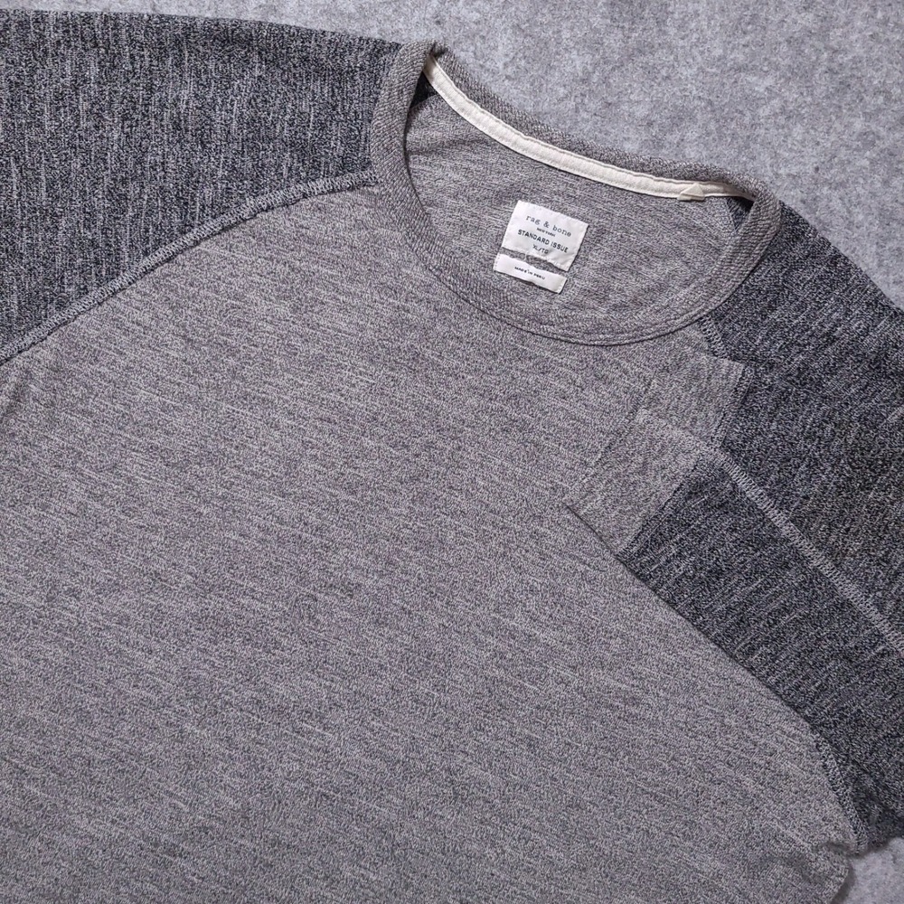 Rag & Bone Standard Issue Shirt Mens XL Grey Raglan Long Sleeve Tee Cotton Blend